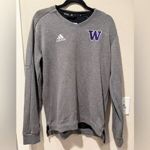 adidas UW Gray V-Neck Sweatshirt with White Logo